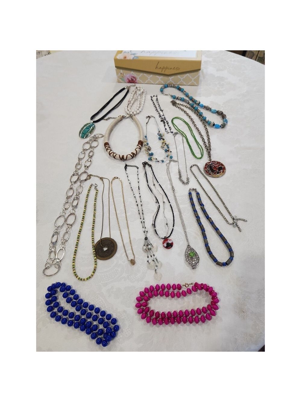 Jewelry Lot 20 Necklaces and Keepsake Box